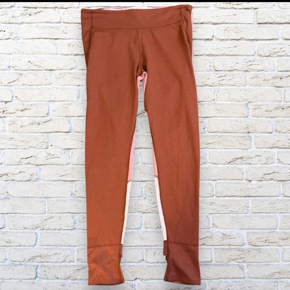 Lands' End Red and Pink Leggings Dynamic Color-Block Design - Picture 2 of 5